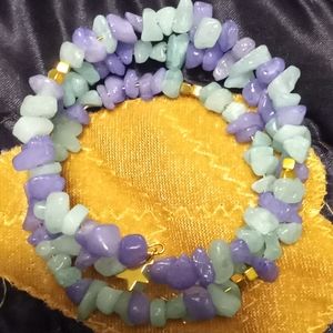 Rock memory wrap bracelet and earring set